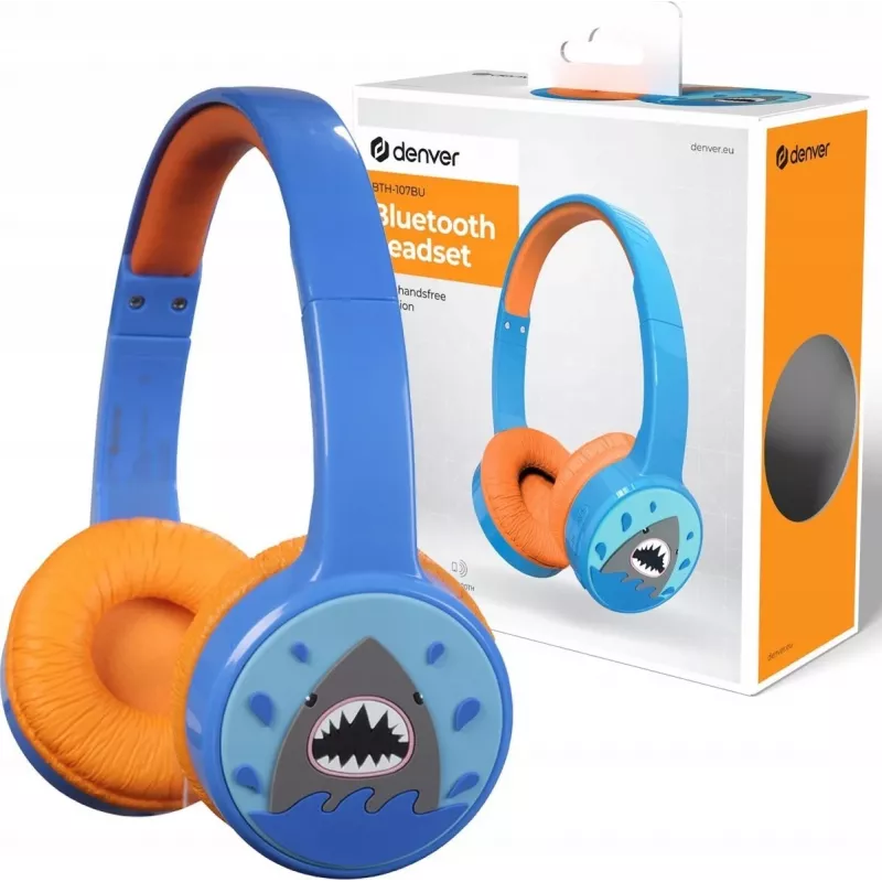 Denver BTH-107BU mėlynos spalvos belaidės ausinės su Bluetooth