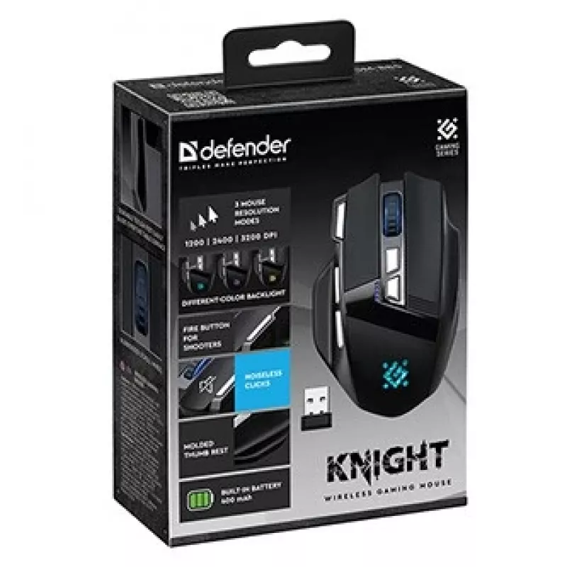PELĖ DEFENDER GM-885 KNIGHT RF BELAIDĖ 3200dpi 8P JUODA