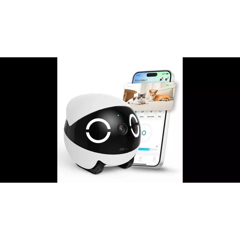 Robotinis augintinio monitorius Enabot Rola Mini – Wi‑Fi, 5000 mAh baterija, 3 MP, 137° matymo kampas, balta/juoda