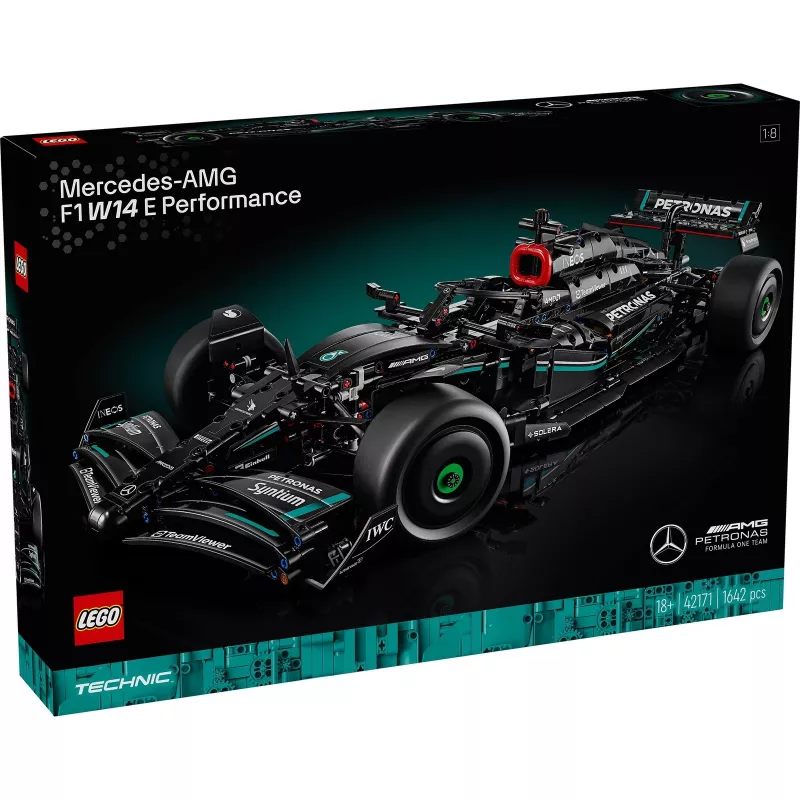 LEGO Technic modelis Mercedes‑AMG F1 W14 E Performance – 1 432 detalės, rekomenduojamas amžius 18+