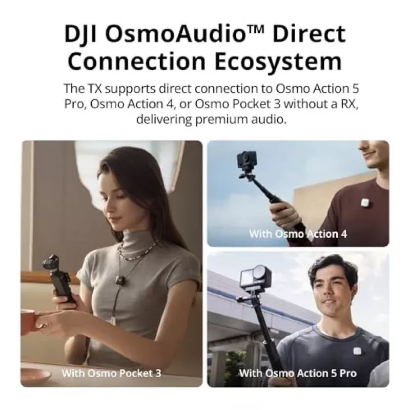 Belaidis mikrofonų rinkinys DJI Mic Mini (2 TX + 1 RX + Įkrovimo dėklas) – Tamsiai pilka
