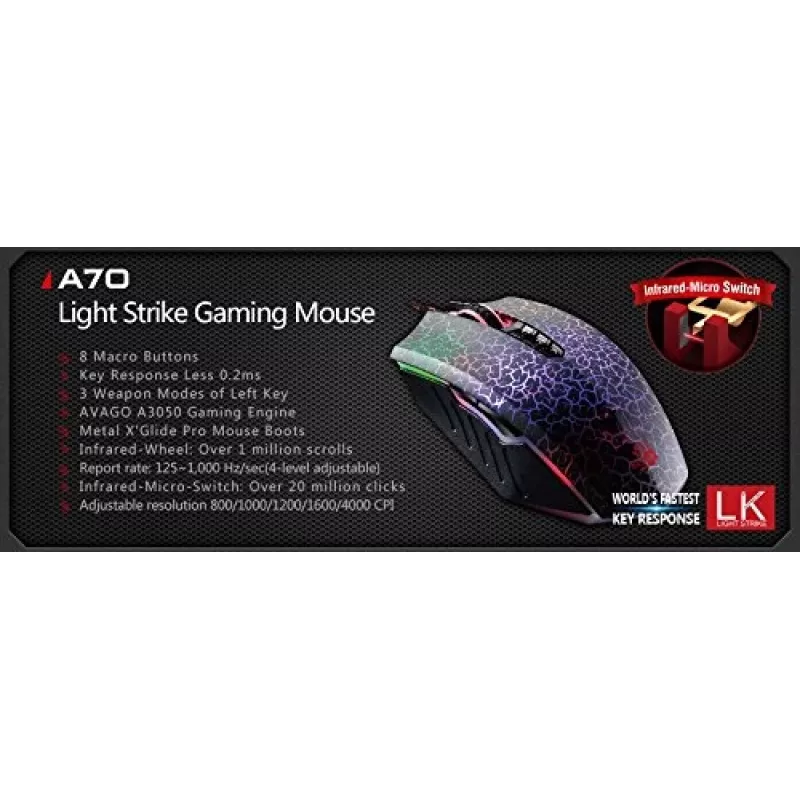 A4Tech Bloody Blazing A70 (Aktyvuota) pelė USB Type-A Optinė 6200 DPI A4TMYS47285