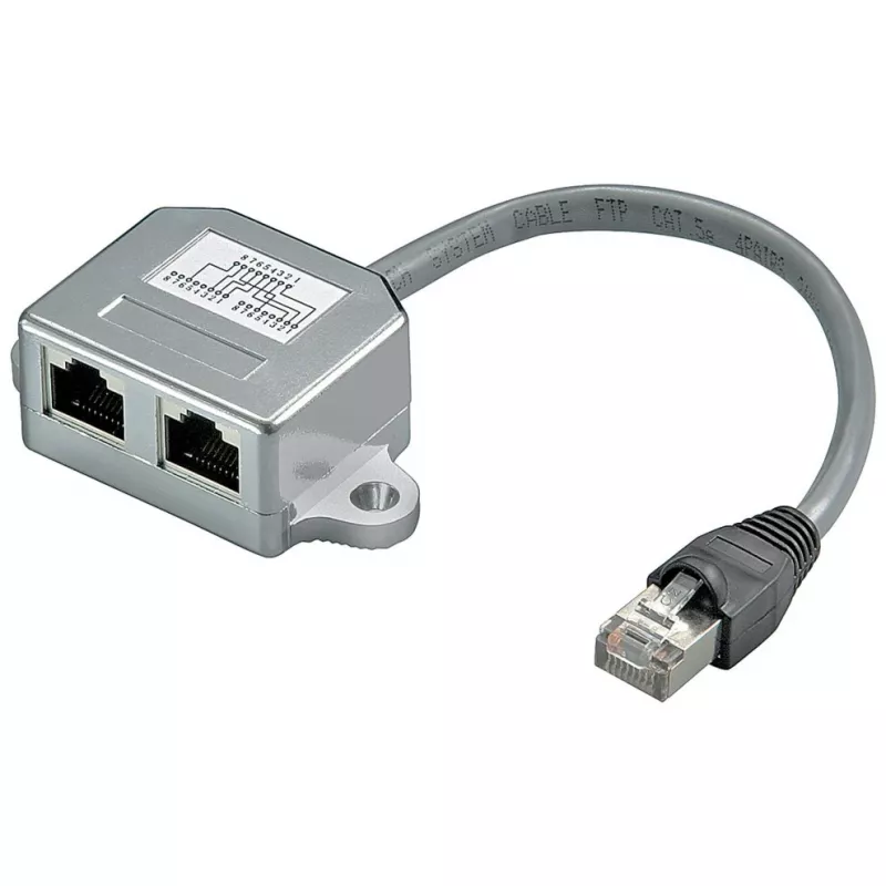 Wentronic Goobay Kabelio Skirstytuvas (Tinklo Dvigubintuvas), CAT Y-Adapter - Sujungia 2 x CAT 5 Ethernet, Ekranuotas (68908)
