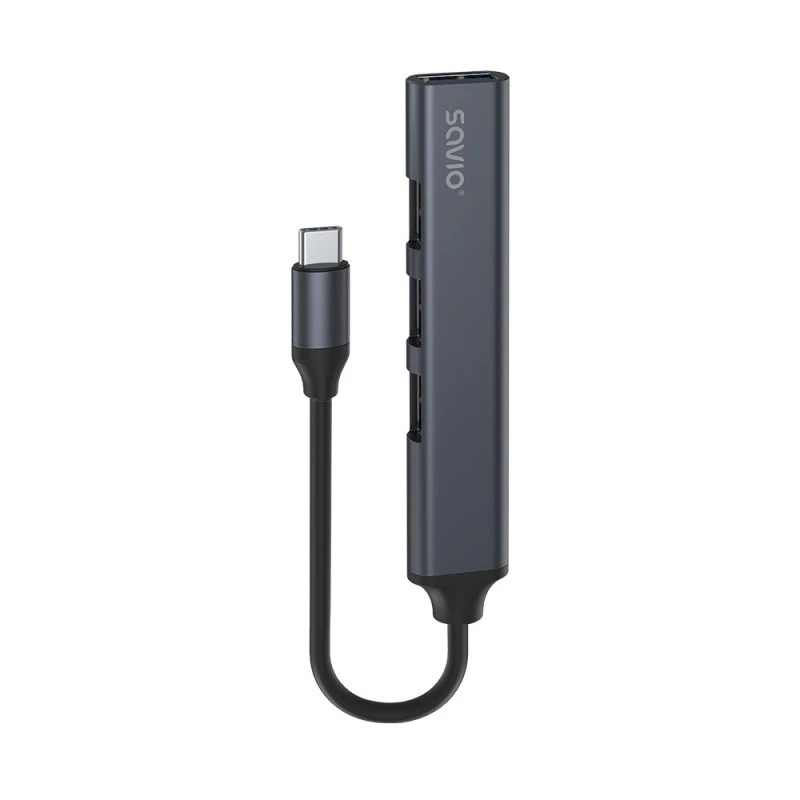 USB 3.0 4 prievadų sąsajų šakotuvas SAVIO AK-71 su USB-C pagrindiniu prievadu, 5000 Mbit/s, 2 metų garantija