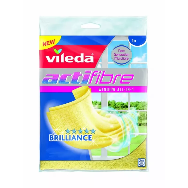 Vileda Actifibre valymo šluostė stiklams, geltona