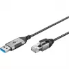 Goobay USB-A 3.0 į RJ45 eterneto kabelis, plonas, 3 m (74396)