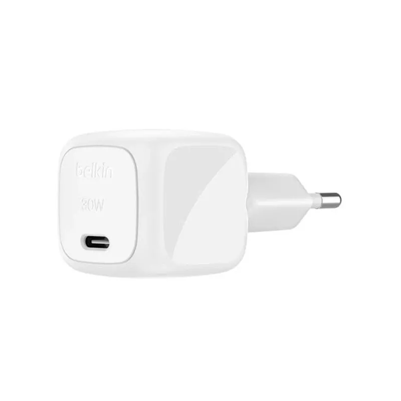 Belkin BoostCharge 30W USB-C greitasis kroviklis nešiojamiesiems kompiuteriams, išmaniesiems telefonams, planšetėms, balta