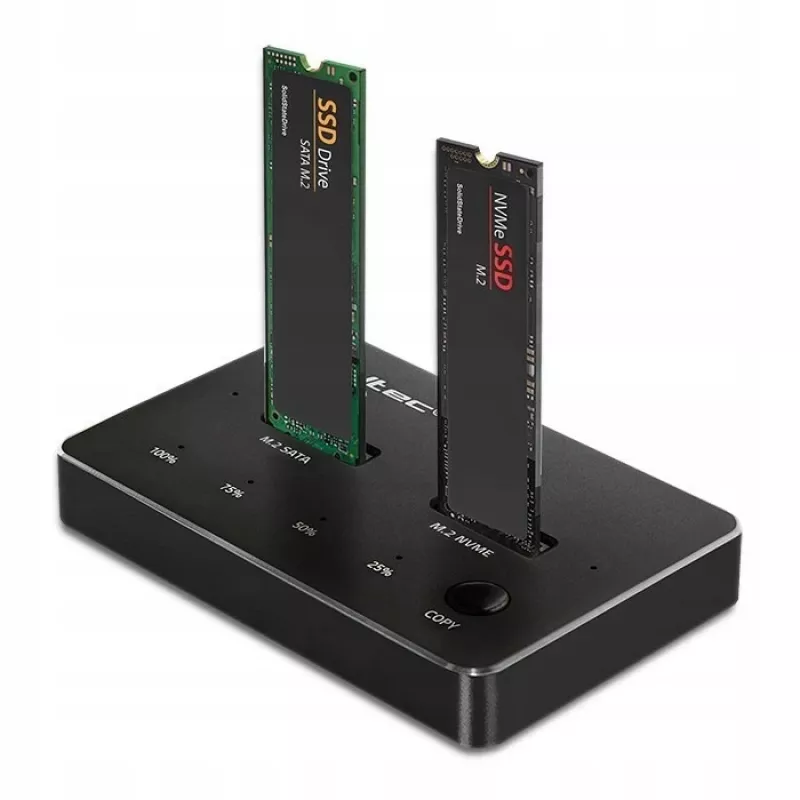 Qoltec 52274 M.2 SSD diskų dokavimo stotelė | NVMe | SATA | USB-C | DVIEJŲ 2 x 2TB