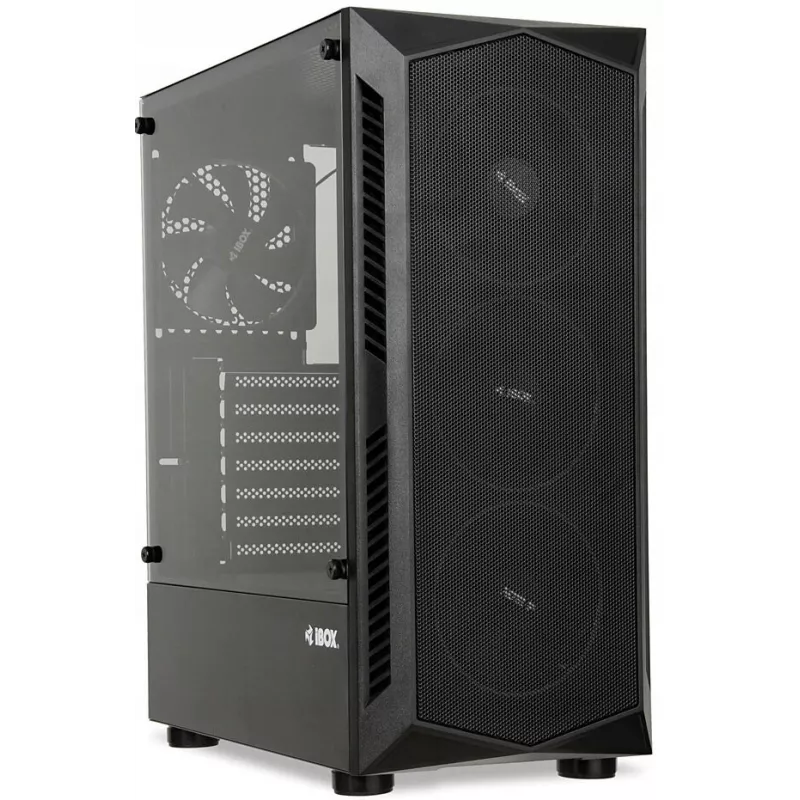 Korpusas IBOX LUPUS 27 Midi Tower ATX, grūdintas stiklas, RGB, 455×200×380 mm, palaiko ATX, GPU iki 32 cm