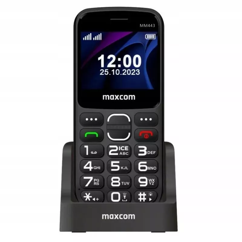 Mobilusis telefonas Maxcom Comfort MM443 S su įkrovimo stotele juodas