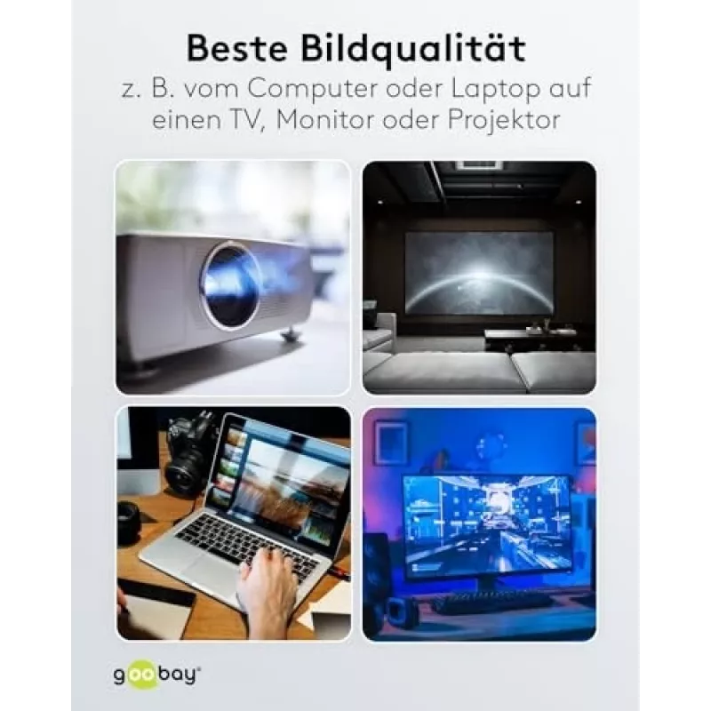 GOOBAY 64836 DisplayPort 1.2 į HDMI adapterio laidas 1.4 4K @ 30Hz / itin didelės spartos HDMI laidas / paauksuotomis jungtimis / nešiojamam kompiuteriui