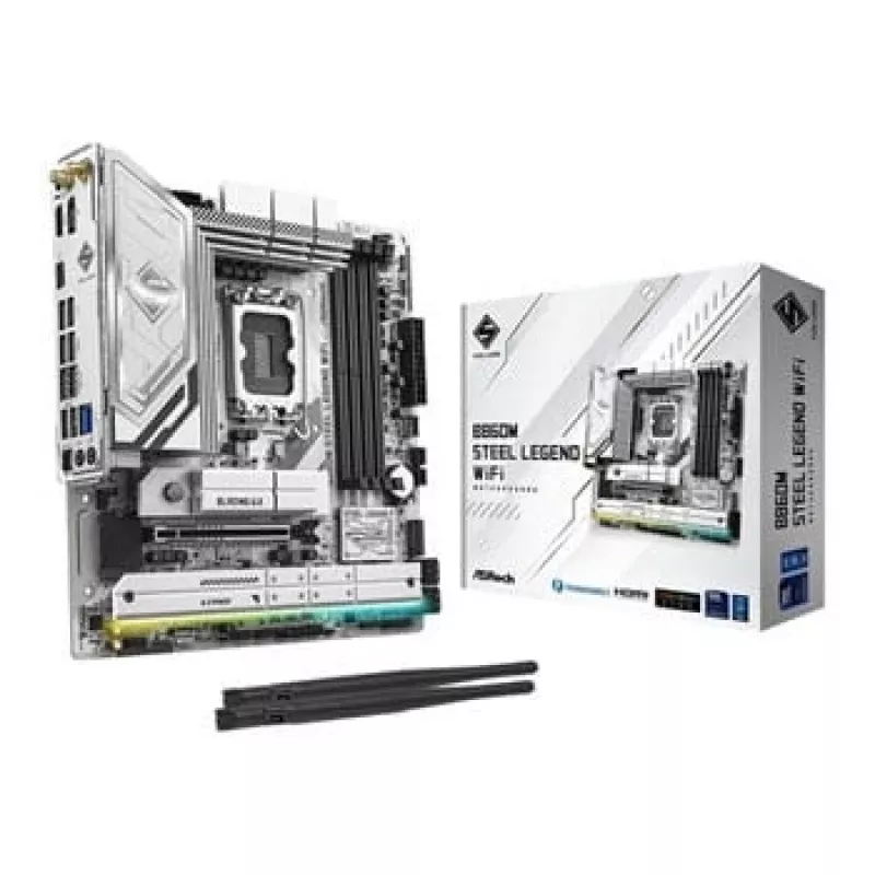 Motininė plokštė ASRock B860M Steel Legend WiFi — Intel B860, LGA 1851, micro-ATX, DDR5, 4 DIMM, Wi-Fi 6E, 2.5GbE