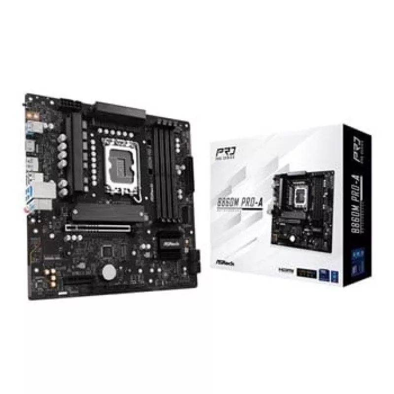 Motininė plokštė ASRock B860M Pro-A micro ATX — Intel B860, LGA 1851, DDR5, 4 DIMM, iki 256 GB, 2,5Gb Ethernet