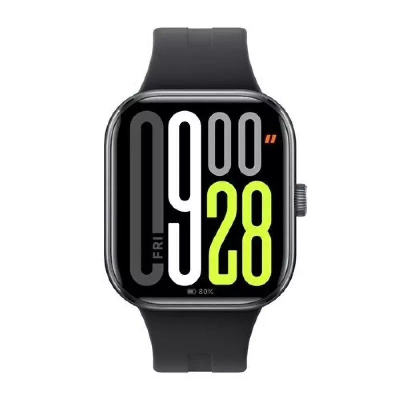 Išmanusis laikrodis Xiaomi Watch 5 stačiakampis 2.07 colio AMOLED ekranas, juodas korpusas, juodas TPU dirželis, 47,5 mm, 5 ATM