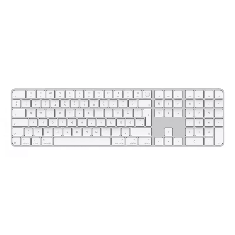 Apple Magic Keyboard su Touch ID ir skaičių klaviatūra USB + Bluetooth QWERTY danų balta