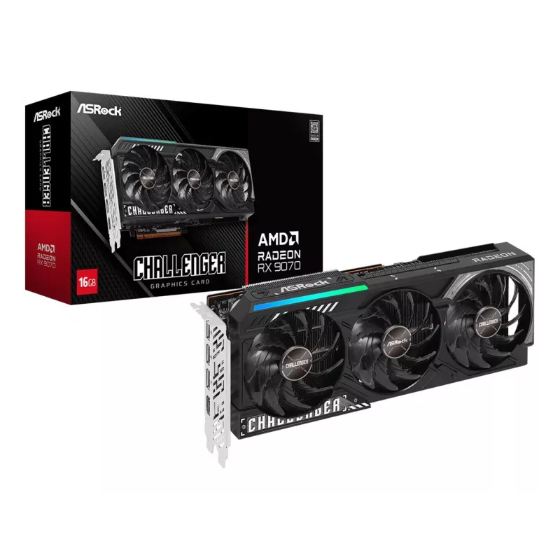 Vaizdo plokštė ASRock Challenger Radeon RX 9070 — 16 GB GDDR6, 256 bit, PCIe 5.0, 3x DisplayPort 2.1a + HDMI 2.1b