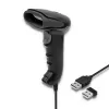 Nešiojamas brūkšninių kodų skaitytuvas QOLTEC 50868 – 1D/2D lazerinis skaitytuvas, USB laidinis ir belaidis, darbinis atstumas 600 mm, juodas