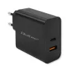 Qoltec 52380 Super Quick PD įkroviklis | 1xUSB-C | 1xUSB | 65W | 5-20V | 1,5-3,25A | Juodas