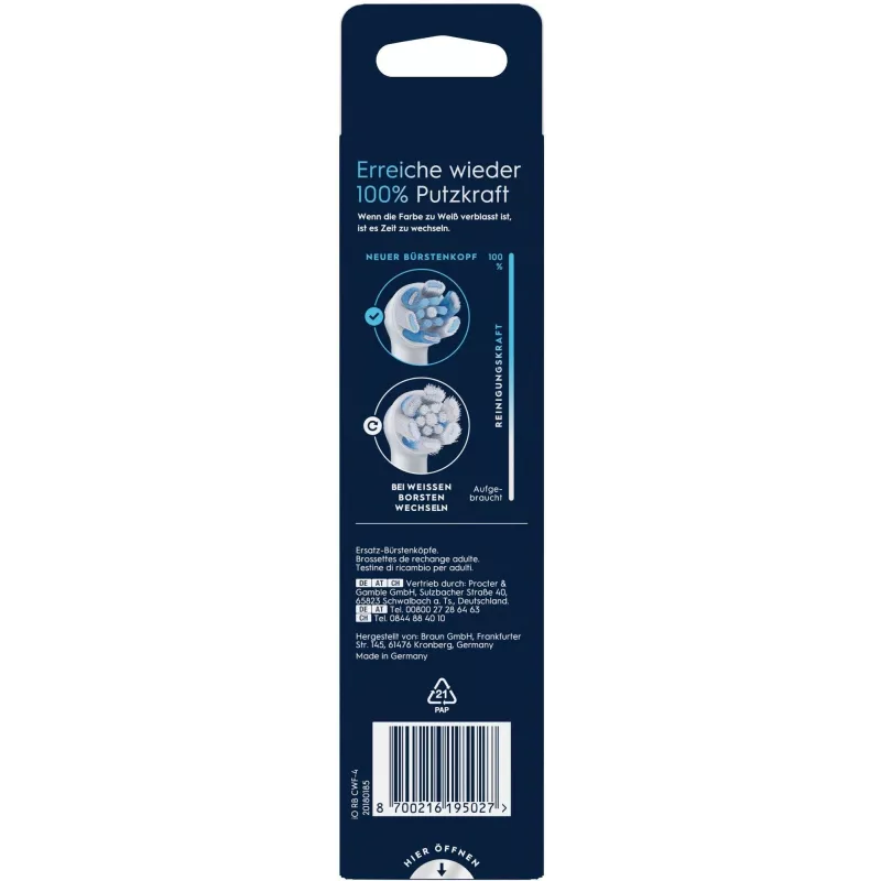 Oral-B 195027 dantų šepetėlio galvutė 4 vnt. Balta
