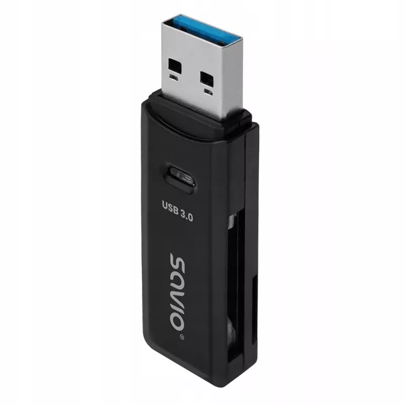 SAVIO AK-64 USB 3.2 Gen 1 kortelių skaitytuvas, Type-A, MicroSD lizdas, 5000 Mbit/s, juodas