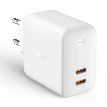 Sieninis įkroviklis Aukey PA-B4 2x USB White GaN – kompaktiškas USB maitinimo adapteris su dviem USB prievadais