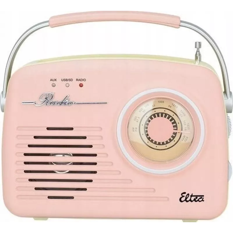 Retro stalinis radijas Eltra LUIZA RETRO SP-11 su MP3, USB ir SD kortele, rožinis