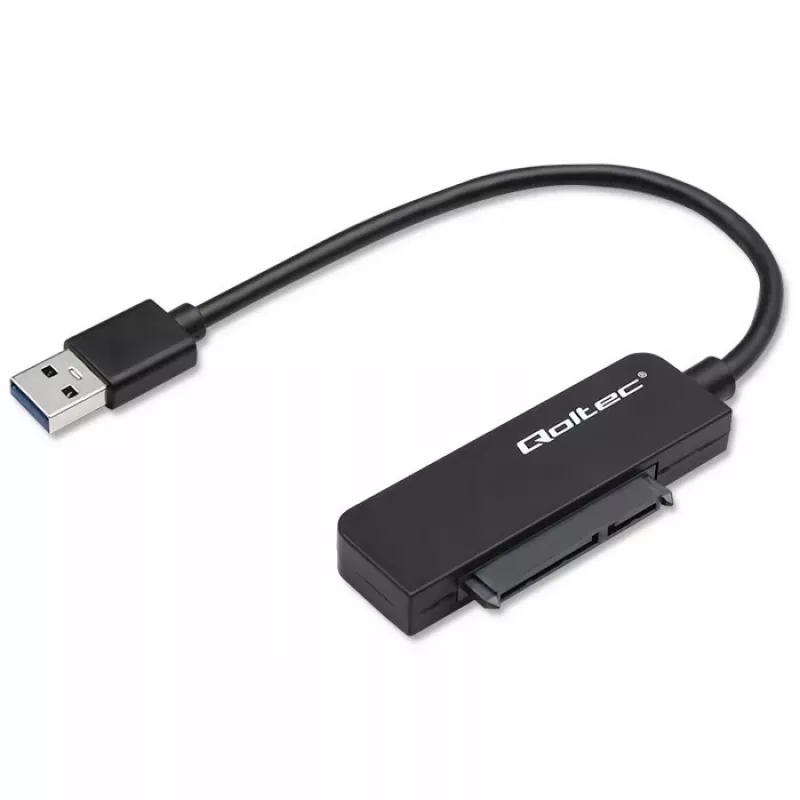 Qoltec 52268 USB 3.0 adapteris 2,5" SATA SSD/HDD diskui, 5 Gb/s, palaiko iki 2 TB, juodas
