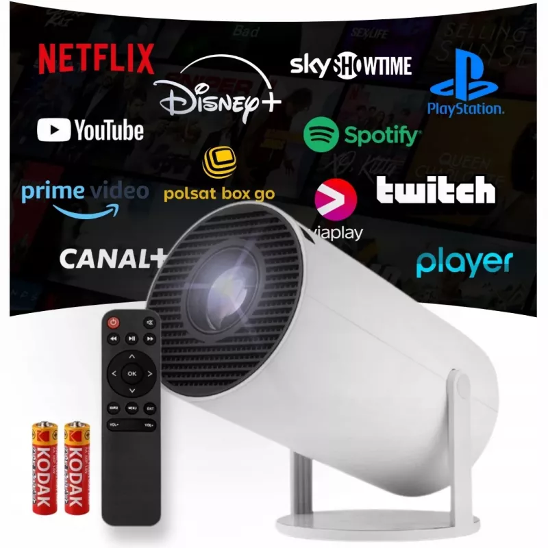 Projektorius HY300 Pro su WiFi, Android TV, 130 colių, 4K Full HD LED