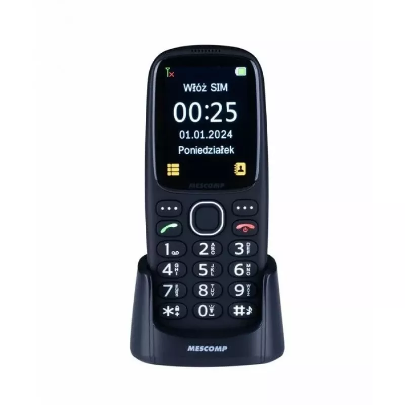 Mobilus telefonas Mescomp MT-166 Edgar Elegant, senjorams, 4G, juodas