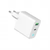 Sieninis maitinimo adapteris 220V GEMBIRD, universalus, 1× USB Type-C PD 20W, 1× USB-A 3.0 QC 18W, LED indikatorius, baltas