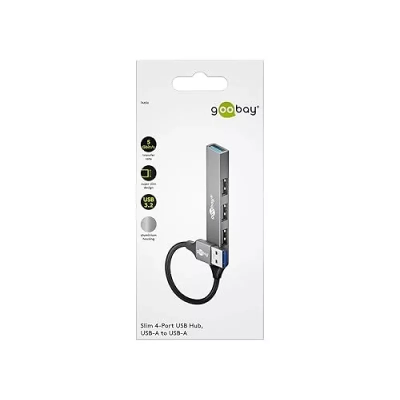 Goobay USB Hub 74456 USB-A 4 prievadai 5000 Mbit/s Šviesiai pilka