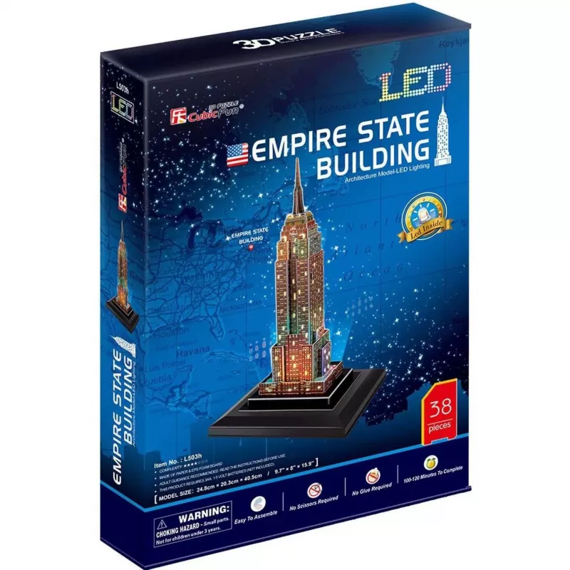 Empire State Building – šviečiantis 3D dėlionė, 37 detalės