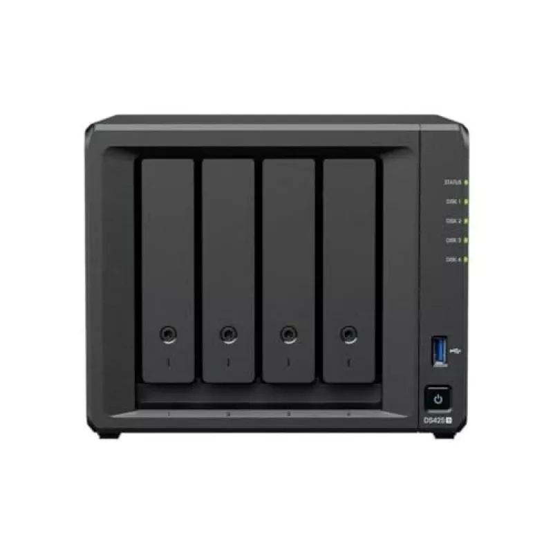 NAS saugojimo serveris SYNOLOGY DS425+ – 4 lizdai, Intel Celeron J4125 2.0–2.7 GHz, 2 GB DDR4, 0 TB, 2.5GbE, 2 M.2 lizdai