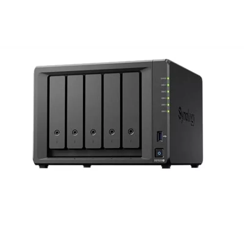Synology DiskStation DS1525+ NAS / saugyklos serveris Ryzen Embedded V1500B 8 GB DDR4 0 TB Juoda