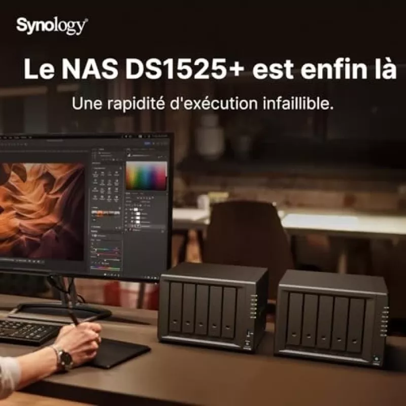 Synology DiskStation DS1525+ NAS / saugyklos serveris Ryzen Embedded V1500B 8 GB DDR4 0 TB Juoda