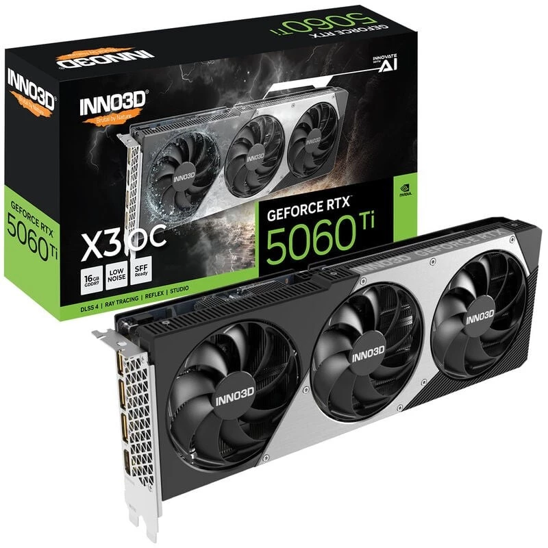Vaizdo plokštė Inno3D GeForce RTX 5060 Ti – 16 GB GDDR7, PCIe 5.0, 128 bitų, 3x DP 2.1b + HDMI 2.1b