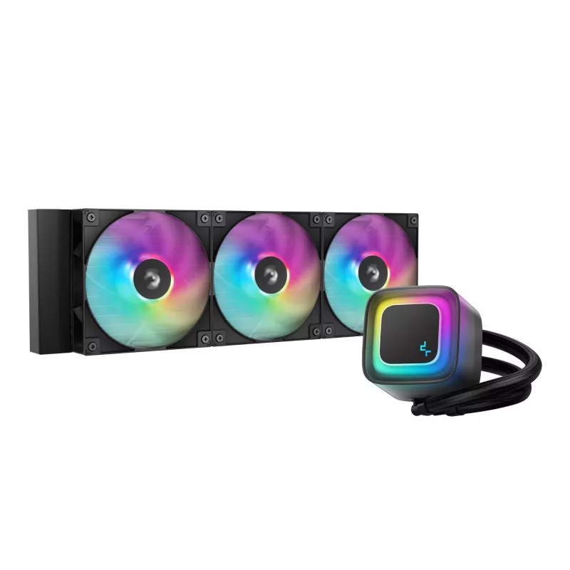 Vandens aušintuvas DeepCool LE360 V2 su 3x 120 mm ventiliatoriais, hidrodinaminiais guoliais, juodas, palaiko LGA1150/1151/1155/1200/1700/AM4/AM5