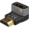 Goobay 72011 HDMI™ Kampinis Adapteris 270° Vertikalus, 8K @ 60 Hz, Auksuotas, Juodas, Sidabrinis