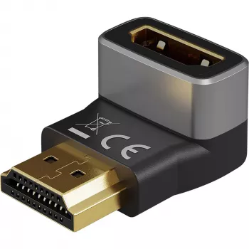 Goobay 72011 HDMI™ Kampinis Adapteris 270° Vertikalus, 8K @ 60 Hz, Auksuotas, Juodas, Sidabrinis