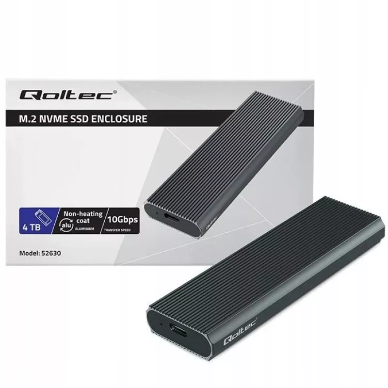 Išorinis M.2 NVMe SSD korpusas QOLTEC 52630 – USB 3.1 Gen2 10Gb/s, USB-C