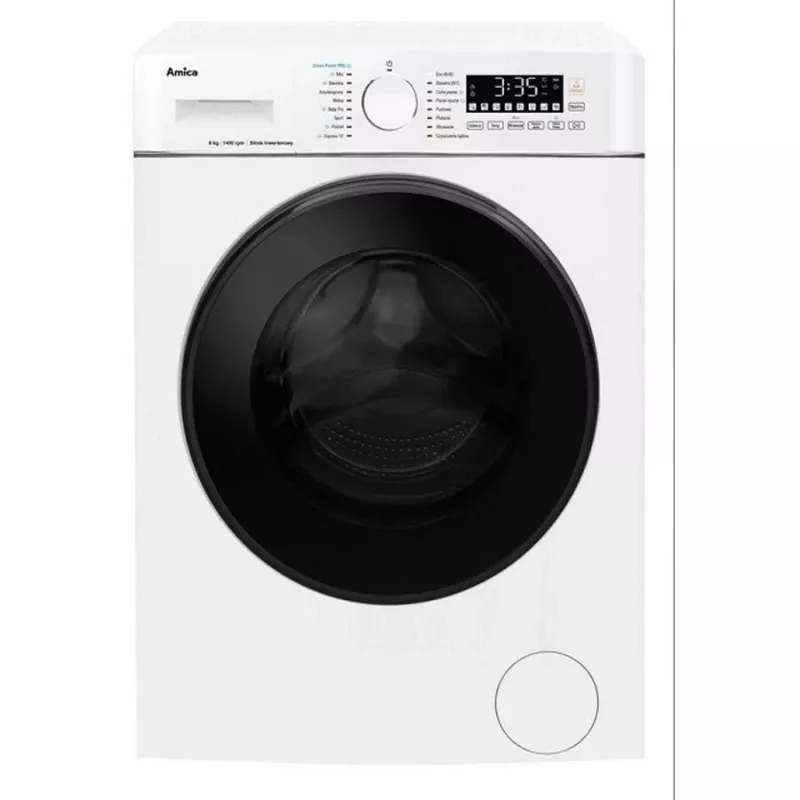 Skalbimo mašina Amica 8 kg, energijos klasė A, 1400 aps/min, 16 programų, balta