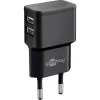 Wentronic goobay Dvigubas USB įkroviklis - Maitinimo adapteris - 12 W - 2,4 A - 2 išėjimo prievadai (USB) - Juoda (44951)
