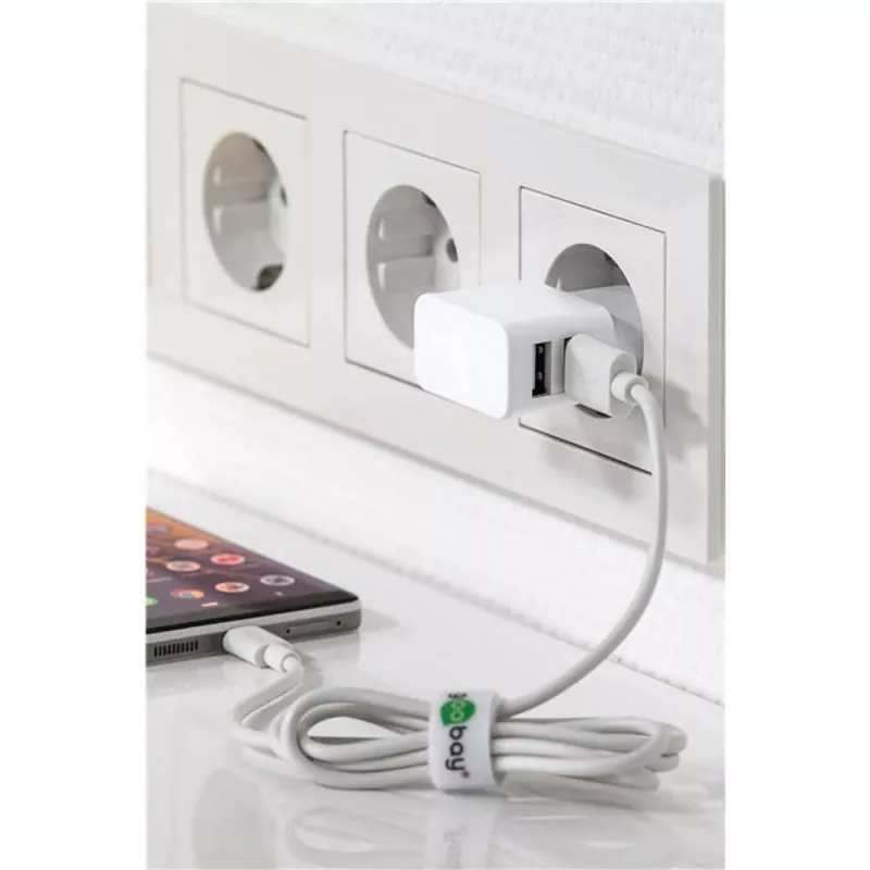 Goobay 44952 USB dvigubas įkroviklis mobiliesiems įrenginiams, baltas