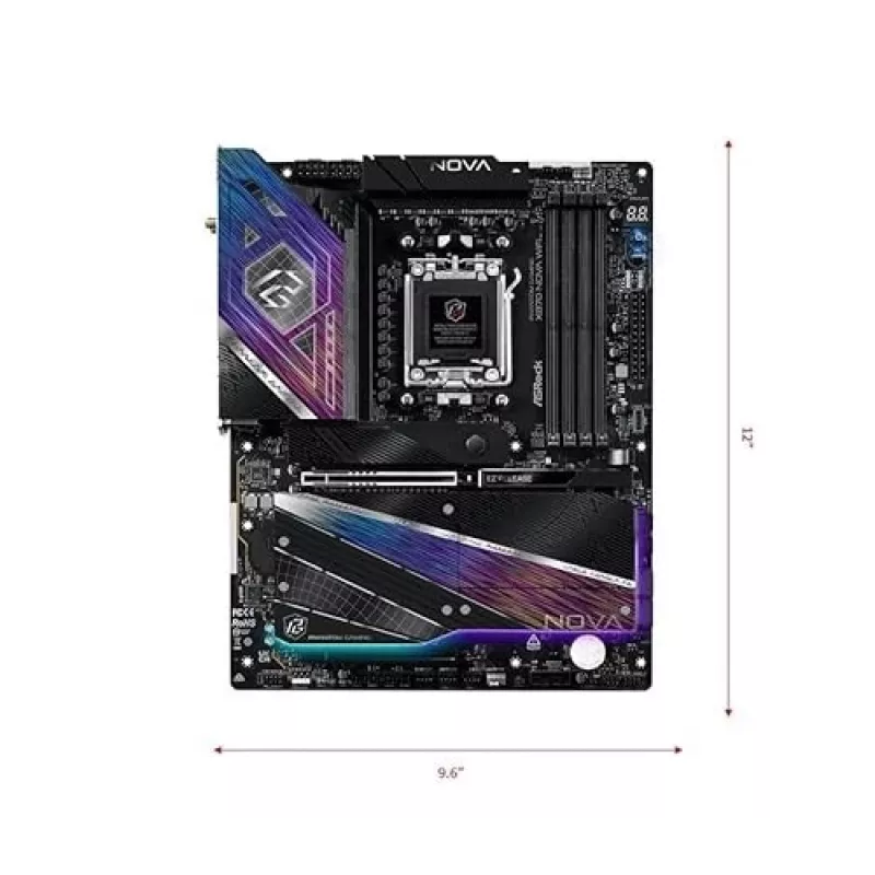 Motininė plokštė ASRock X870 NOVA WIFI — AMD X870, Socket AM5, ATX, 4× DIMM DDR5, 256GB, Wi‑Fi 6E, 2.5GbE
