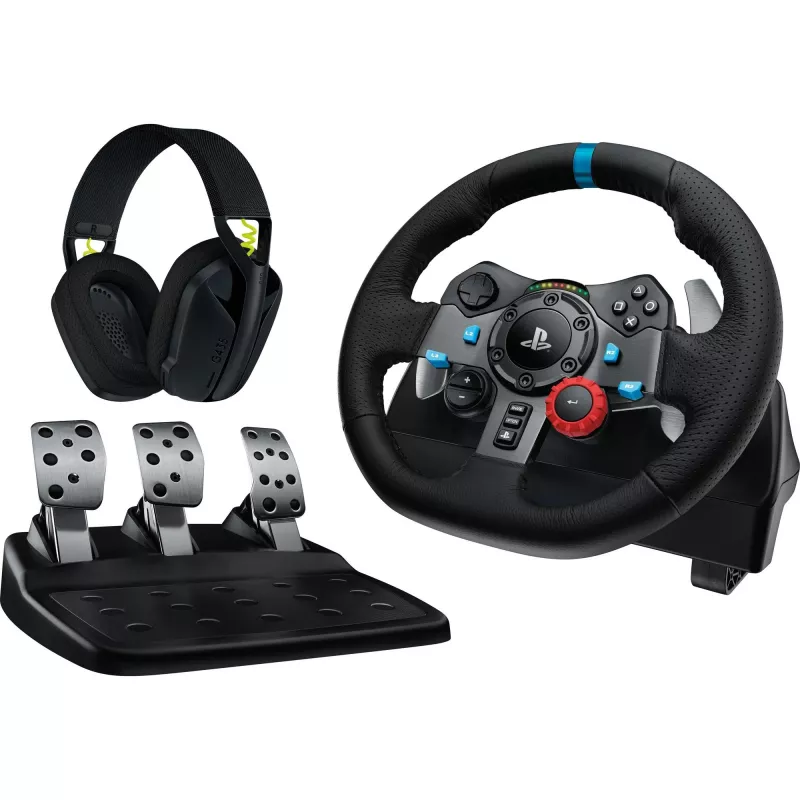 LOGITECH G29 EU + G435 Juodas Žaidimų Vairas Su Pedalais Ir Ausinėmis, Aliuminis, USB, PC