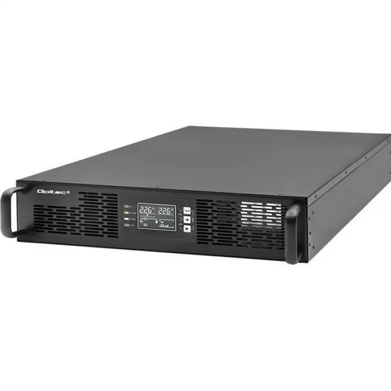 Qoltec UPS nepertraukiamo maitinimo šaltinis 3kVA 3000W dvigubo keitimo on-line RACK LCD EPO USB