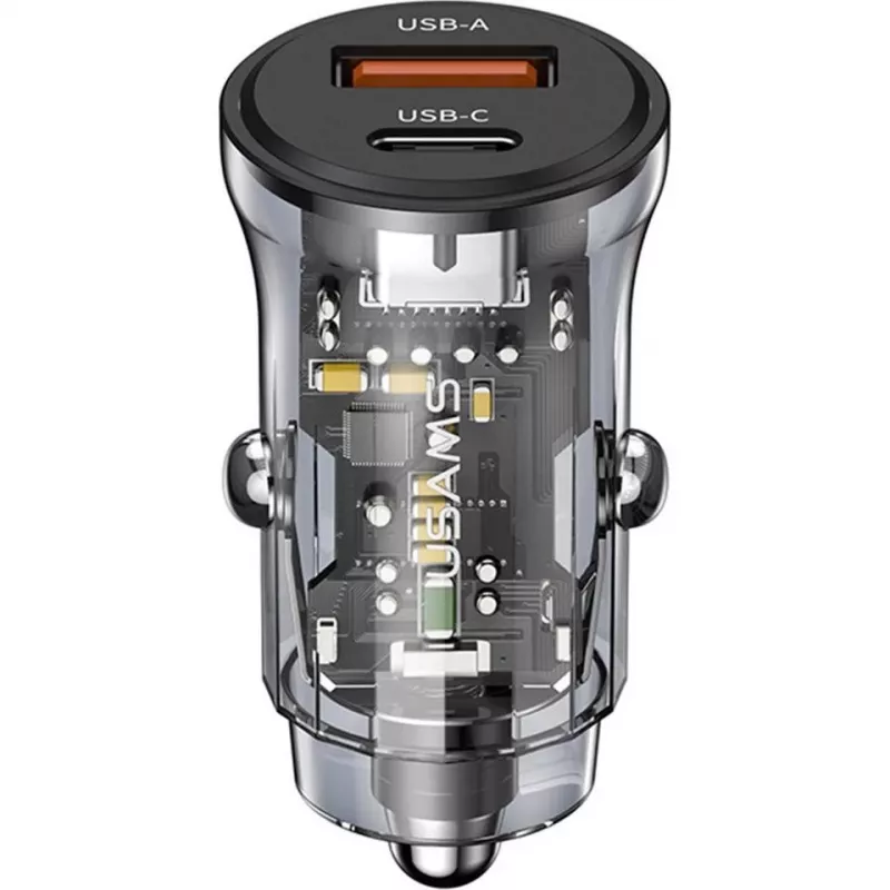Automobilinis kroviklis usams CC164CC01 30W su 1×USB-A ir 1×USB-C greitajam krovimui