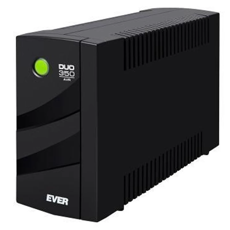 EVER DUO 350 AVR T/DAVRTO-000K35/00 line-interactive bokšto tipo UPS, 350 VA / 245 W, 1x IEC C13 + 2x Schuko, 12 V 5 Ah baterija, juodas