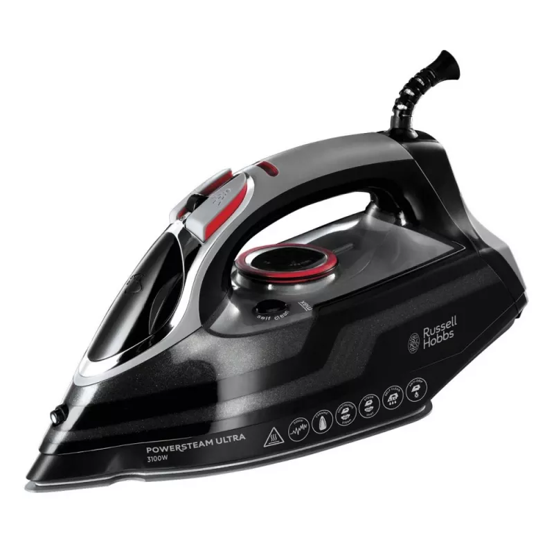 Russell Hobbs 20630-56 lygintuvas sausas ir su garais, keraminis padas, 3100 W, juoda, pilka