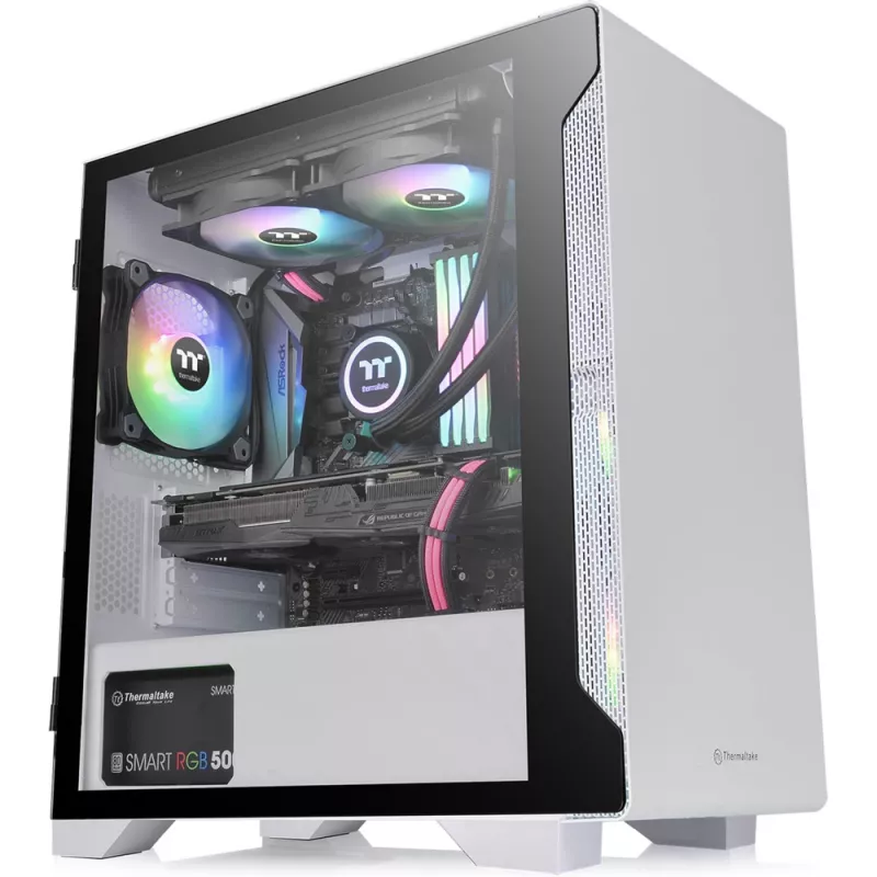 PC korpusas Thermaltake S100 Tempered Glass Snow Edition Micro Tower baltas